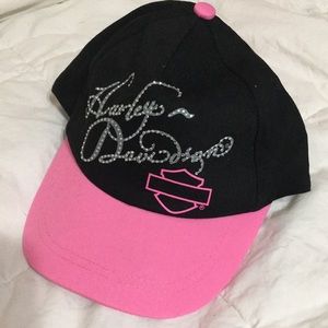 NEW Girls hot pink and black Harley-Davidson hat.